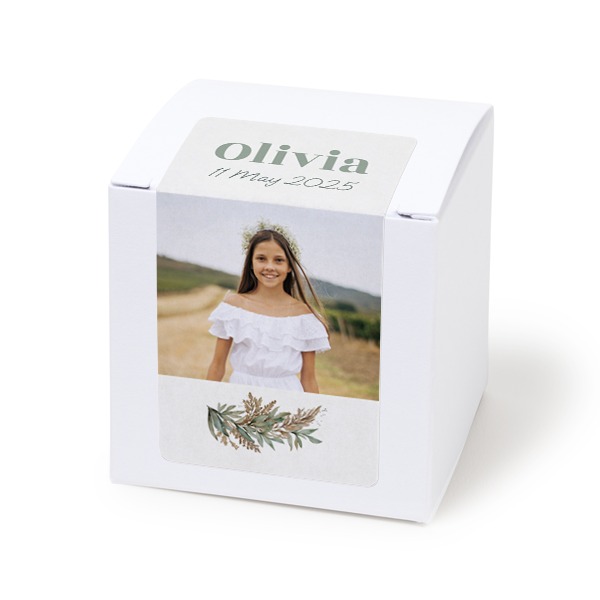 Paper box white rectangular sticker - set of 24 Paper box white rectangular sticker - set of 24