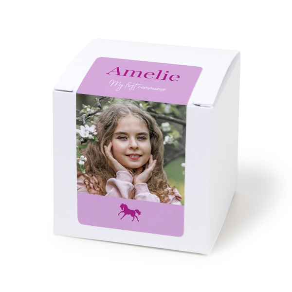 Paper box white rectangular sticker - set of 24