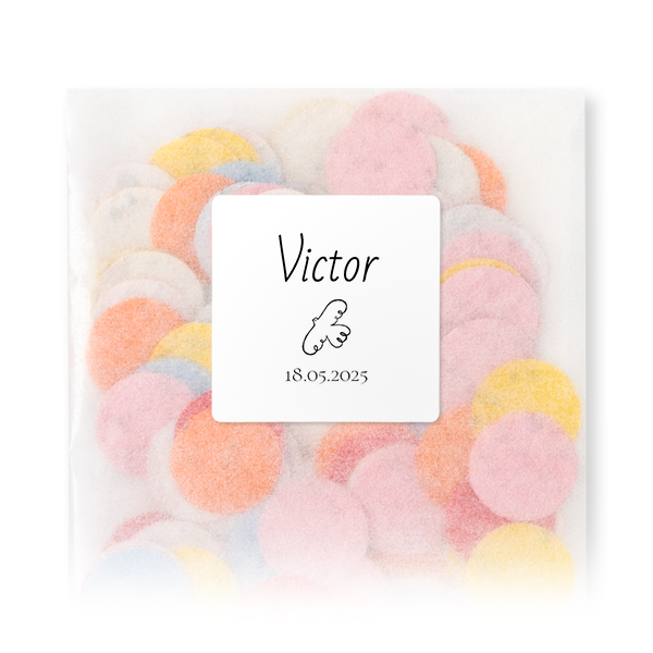 Sachets de confettis à semer avec autocollant carré (lot de 12)