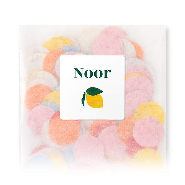 Groeiconfetti zakjes met vierkante sticker (set van 12)