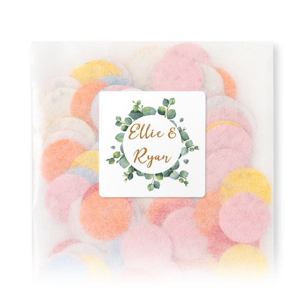 Biodegradable confetti with square stickers - 12 pcs