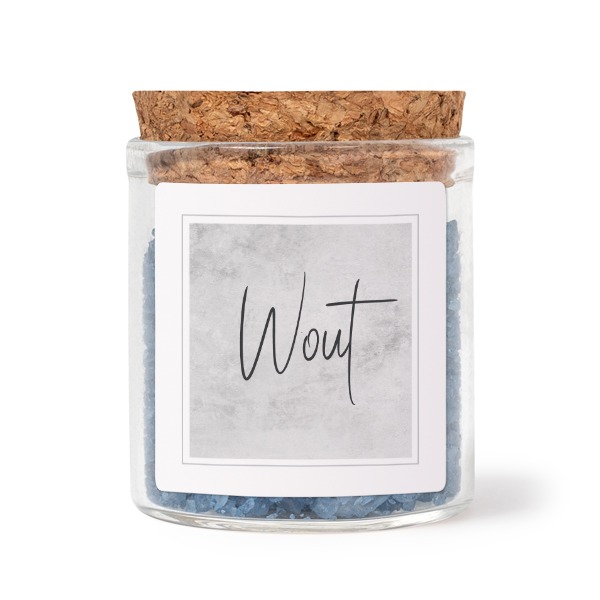 Mini bocal avec stickers carrés et sel de bain bleu (lot de 12)