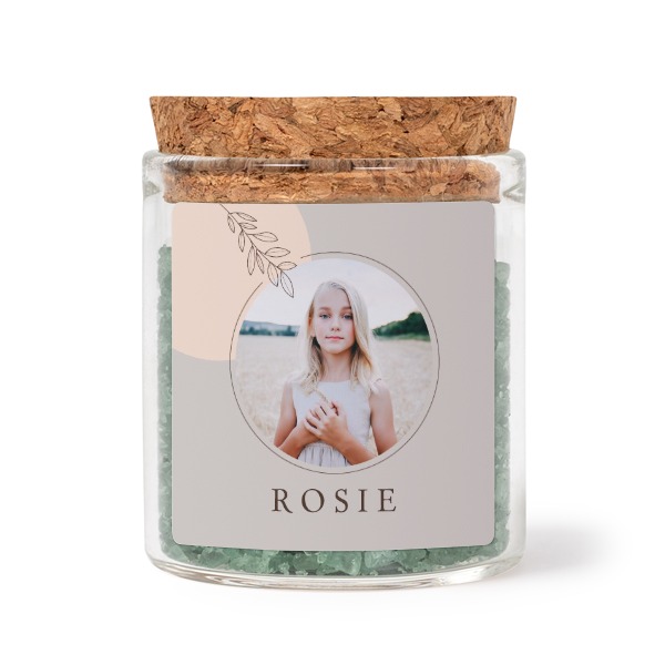 Mini bocal avec stickers carré et sel de bain vert (lot de 12)