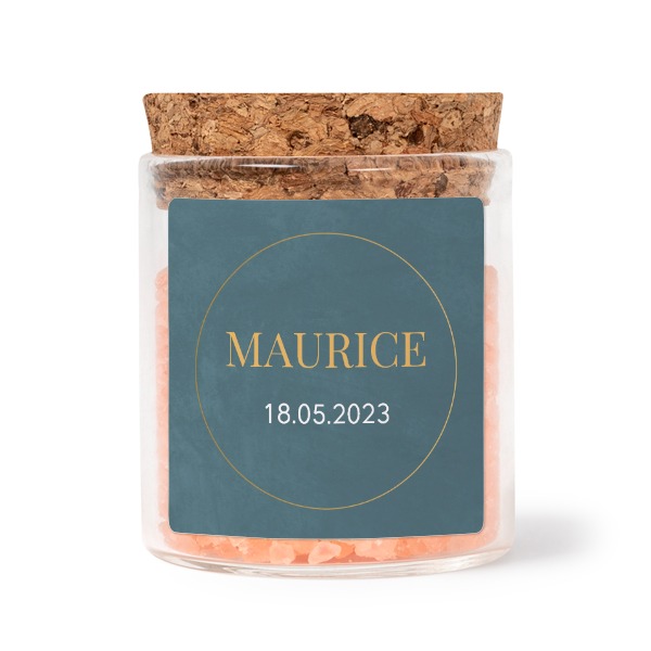 Mini bocal avec stickers carré et sel de bain rose (lot de 12)