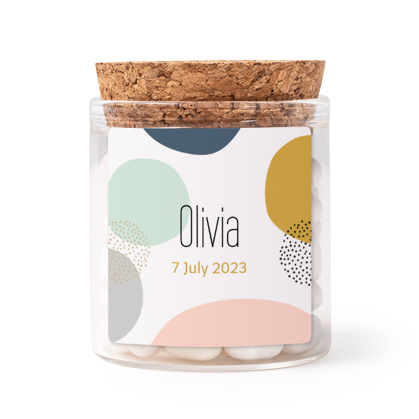 Mini-Glas personalisiert mit quadratischem Sticker - 12 Stk.