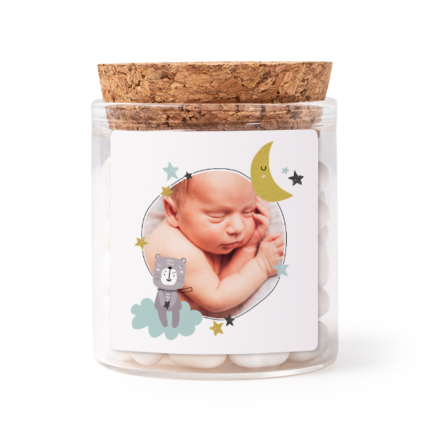 Snoeppot met sticker Vierkant - Set van 12