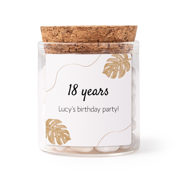Glass jars with square stickers - set of 12