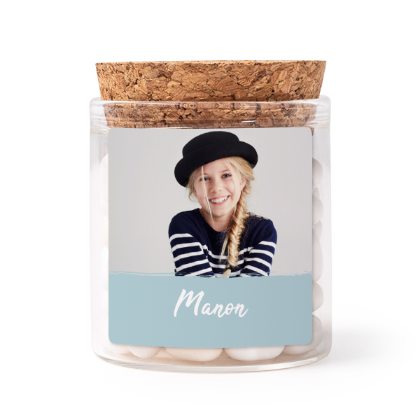 Mini-Glas personalisiert mit quadratischem Sticker - 12 Stk.