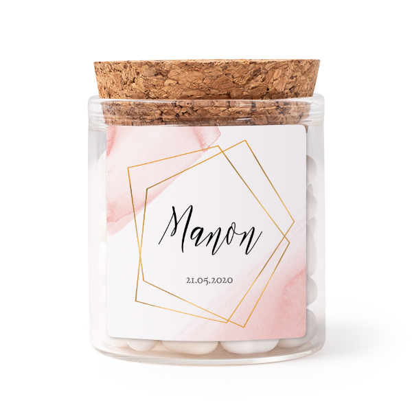 Mini-Glas personalisiert mit quadratischem Sticker - 12 Stk.