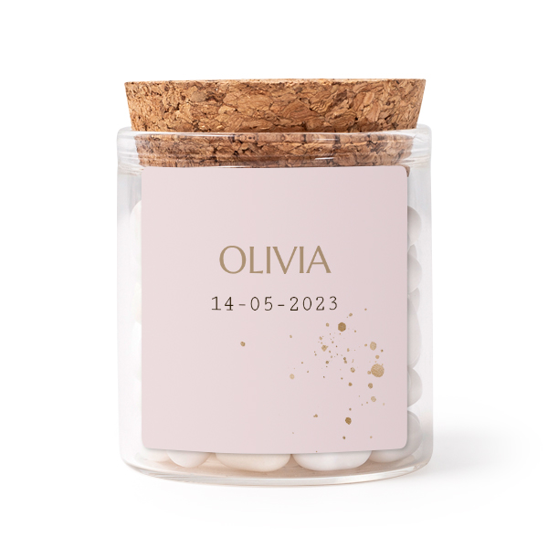 Glass jars with square stickers - set of 12 Glass jars with square stickers - set of 12