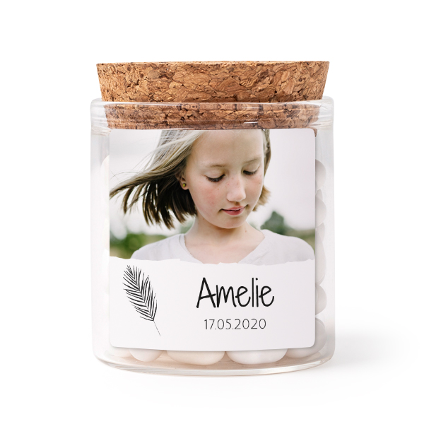 Glass jars with square stickers - set of 12
