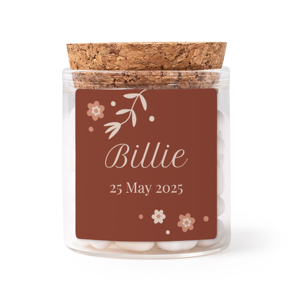 Mini-Glas personalisiert mit quadratischem Sticker - 12 Stk.