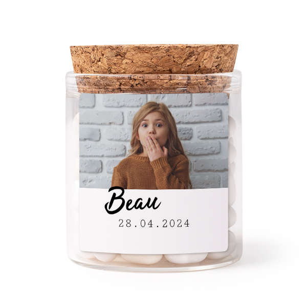 Mini-Glas personalisiert mit quadratischem Sticker - 12 Stk.