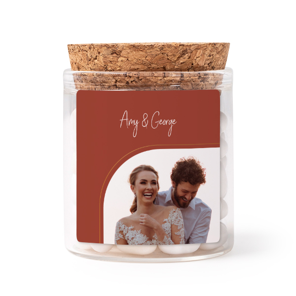 Mini-Glas personalisiert mit quadratischem Sticker - 12 Stk.