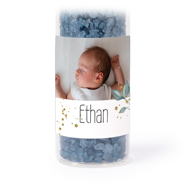 Mini-Glasröhrchen Set mit quadratischen Stickern & Badesalz Blau - 12 Stk.