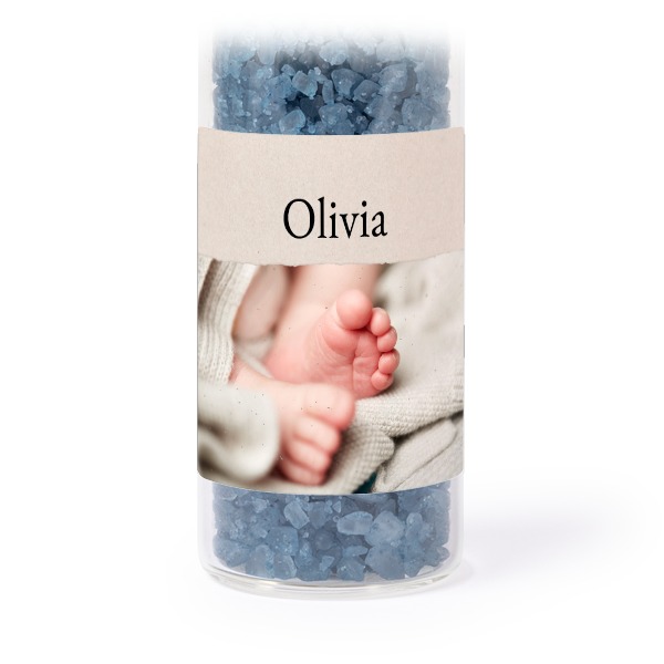 Mini-Glasröhrchen Set mit quadratischen Stickern & Badesalz Blau - 12 Stk.