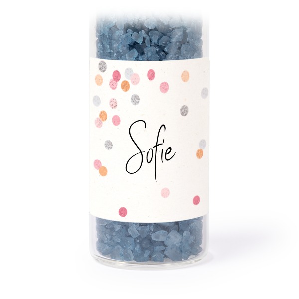 Mini-Glasröhrchen Set mit quadratischen Stickern & Badesalz Blau - 12 Stk.