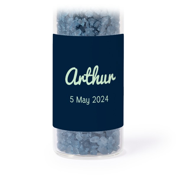 Mini-Glasröhrchen Set mit quadratischen Stickern & Badesalz Blau - 12 Stk.