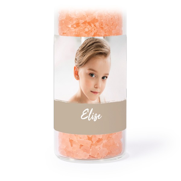 Glazen buisjes met vierkante stickers & roze badzout - set van 12
