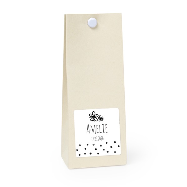 Party favours bag vanilla square 4cm