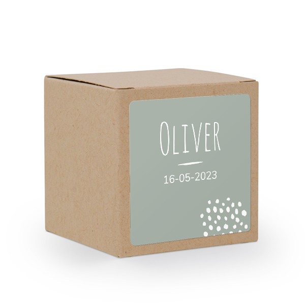 Partybox Braunes Kraftpapier mit Sticker quadratisch - 24 Stk.