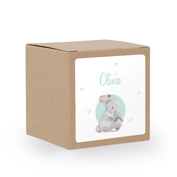 Cadeaudoos beige met vierkante sticker (Set van 24)