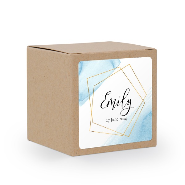 Cadeaudoos beige met vierkante sticker (Set van 24)
