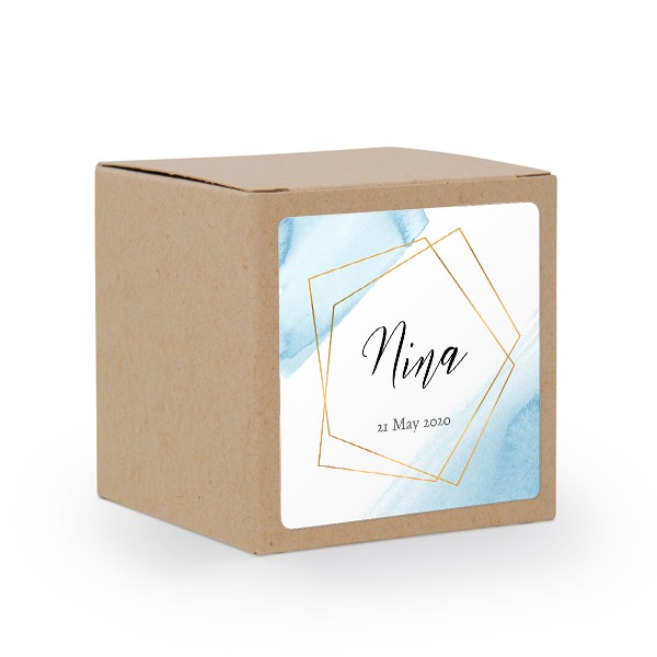 Cadeaudoos beige met vierkante sticker (Set van 24)
