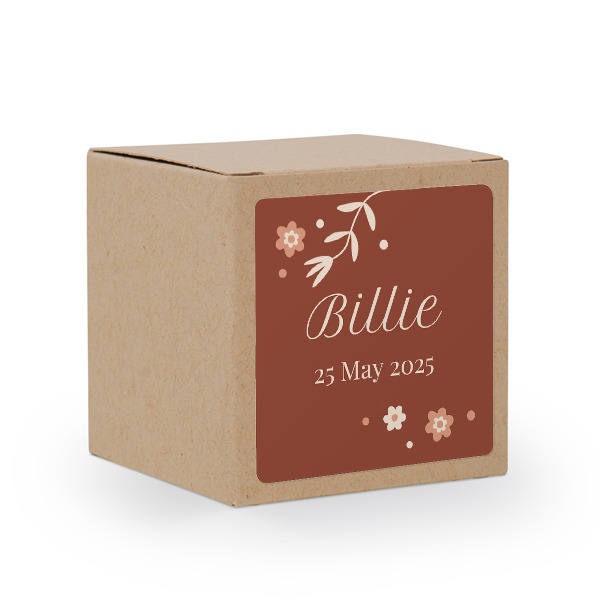 Partybox Braunes Kraftpapier mit Sticker quadratisch - 24 Stk.