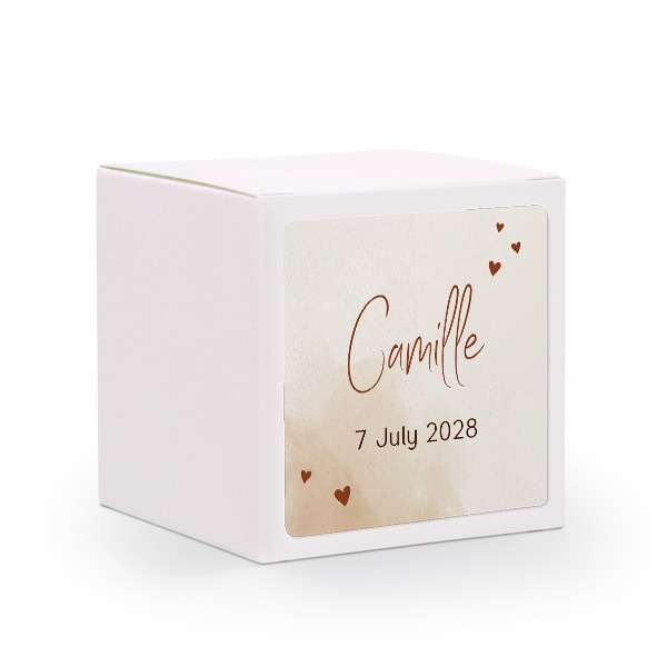 Paper box white square sticker - set of 24