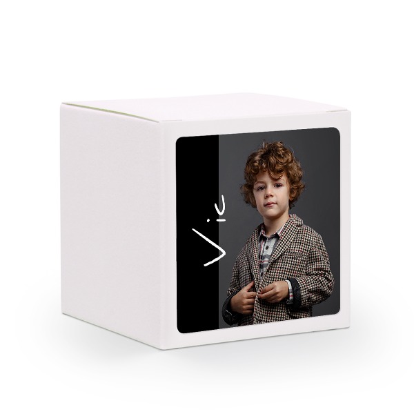 Paper box white square sticker - set of 24