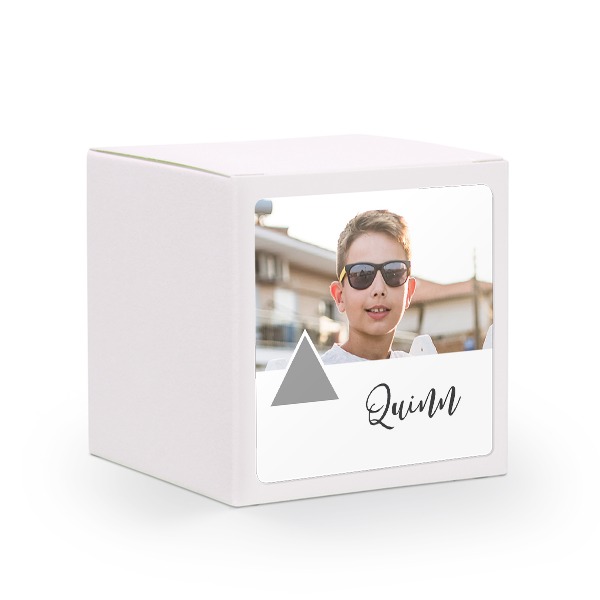 Paper box white square sticker - set of 24