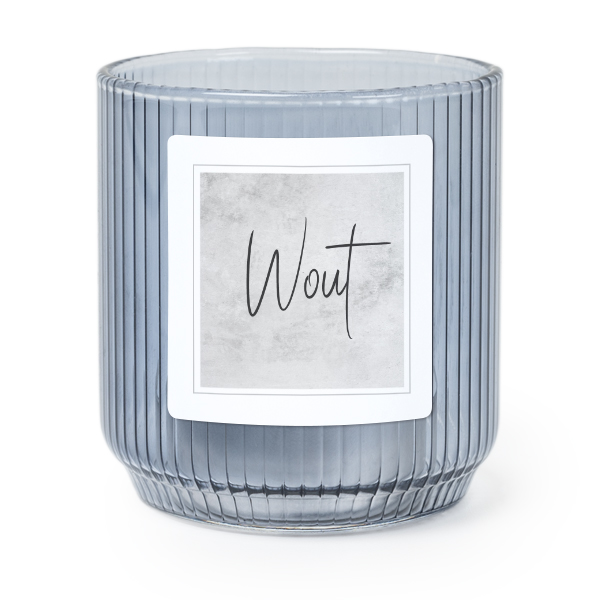 Personalised Blue Glass Tealight Holder with Square Stickers – Set of 6