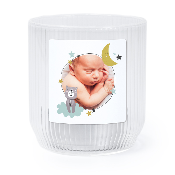 Windlichter transparent mit Aufkleber Quadratisch- 6 Stk. 
