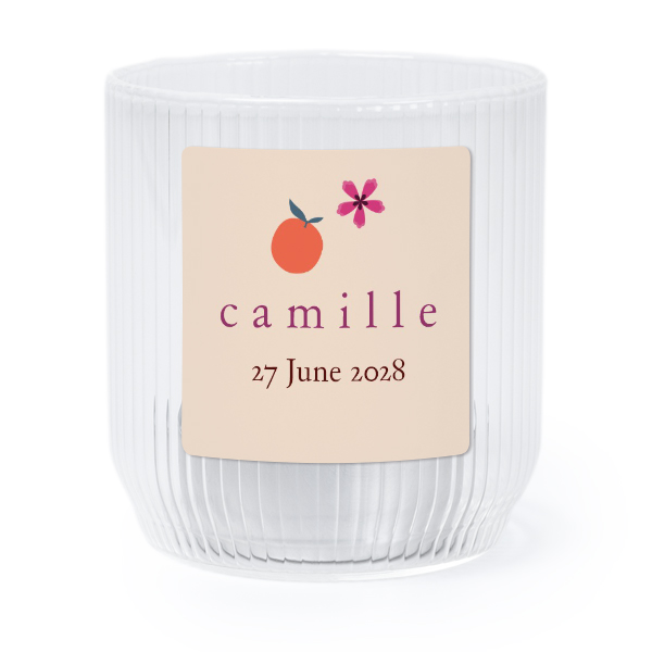 Personalised Clear Glass Tealight Holder with Square Stickers – Set of 6