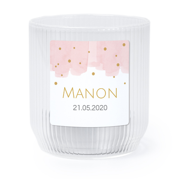 Personalised Clear Glass Tealight Holder with Square Stickers – Set of 6