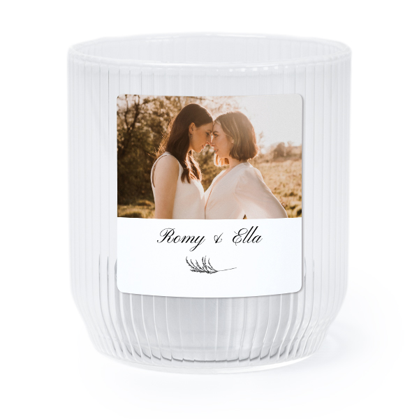 Personalised Clear Glass Tealight Holder with Square Stickers – Set of 6