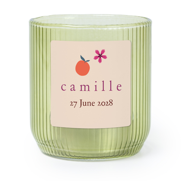 Personalised Green Glass Tealight Holder with Square Stickers – Set of 6