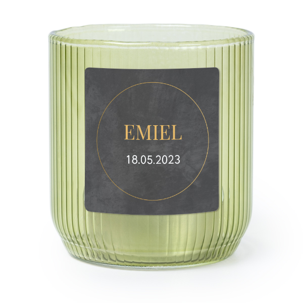 Personalised Green Glass Tealight Holder with Square Stickers – Set of 6