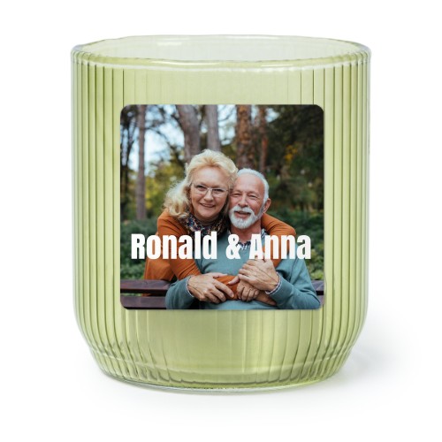 Personalised Green Glass Tealight Holder with Square Stickers – Set of 6
