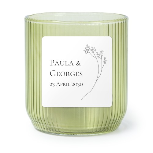 Personalised Green Glass Tealight Holder with Square Stickers – Set of 6