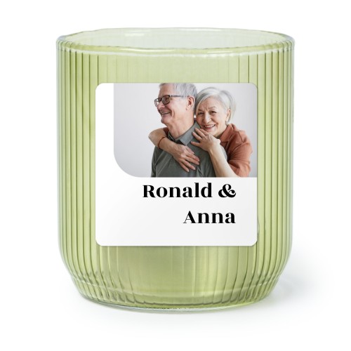 Personalised Green Glass Tealight Holder with Square Stickers – Set of 6