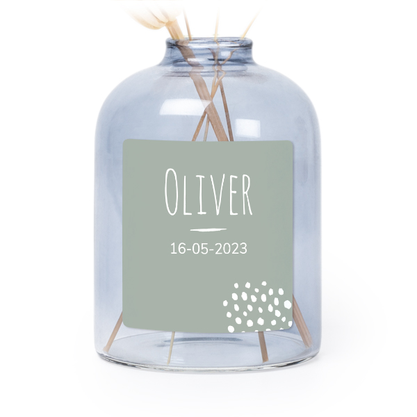 Mini-Glasvase blau mit Aufkleber Querformat - 6 Stück