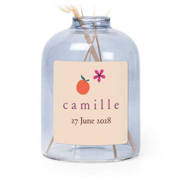 Personalised Blue Glass Vase with Square Stickers – Set of 6
