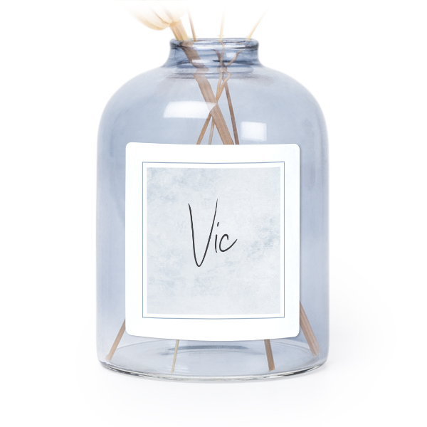 Petit vase verre bleu avec autocollant carré - Lot de 6