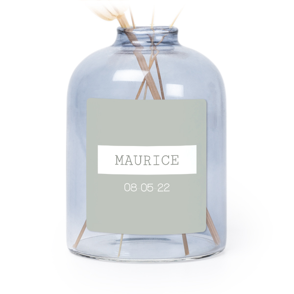 Mini-Glasvase blau mit Aufkleber Querformat - 6 Stück