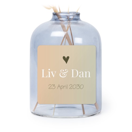 Personalised Blue Glass Vase with Square Stickers – Set of 6