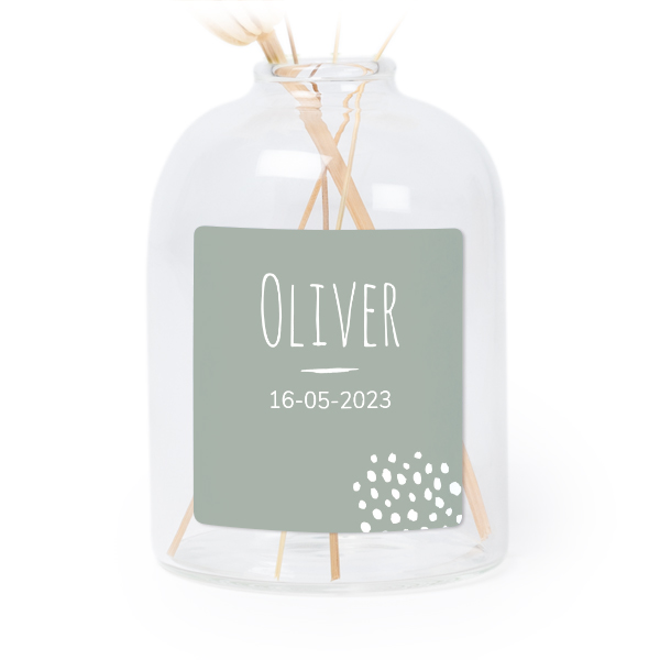 Mini-Glasvase mit Aufkleber Querformat - 6 Stück