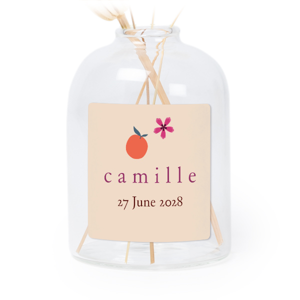 Personalised Clear Glass Vase with Square Stickers – Set of 6