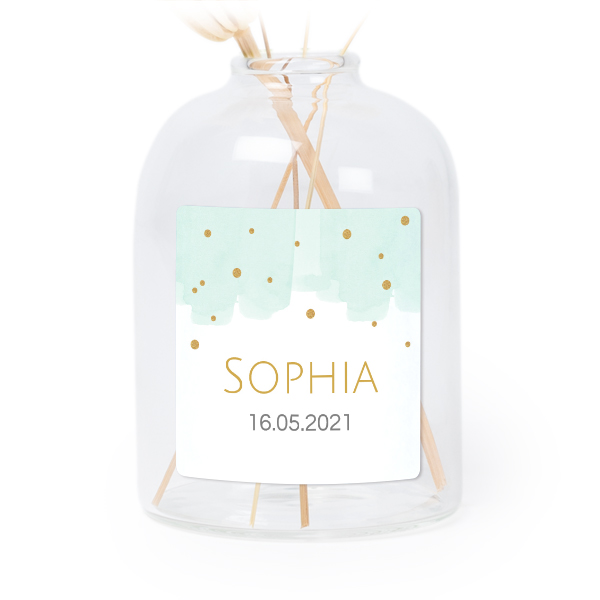 Personalised Clear Glass Vase with Square Stickers – Set of 6